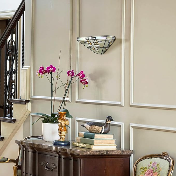SAMTEEN Tiffany Wall Sconce 14-Inch 1-Light Antiqued Stained Glass Wall Light Fixture Tiffany Style Wall Lamp for Bedroom Living Room Hallway Foyer Kitchen Corner