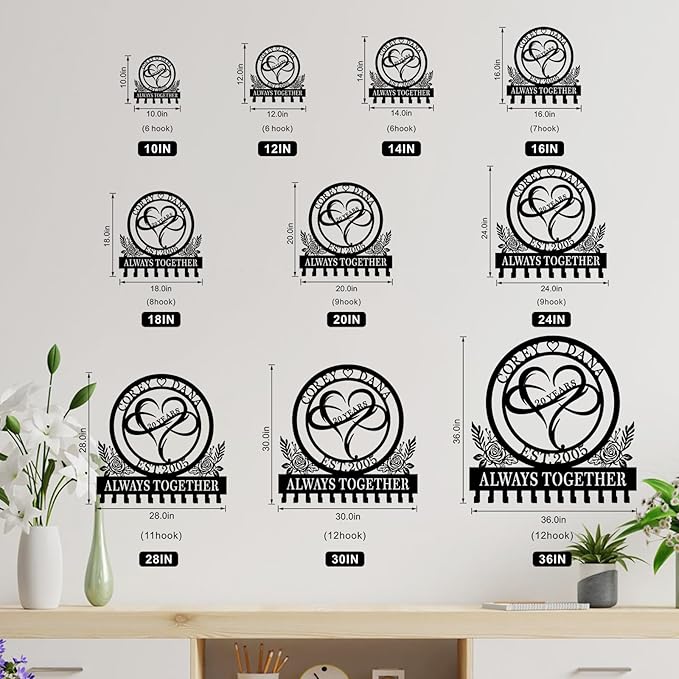 Personalized Gifts for Couples Infinite Heart Metal Hooks Custom Heart Metal Hooks Key Rack Personalized Key Holder for Wall Custom Key Hooks Key Holder for Wall Anniversary Wedding Gifts (Style 1)