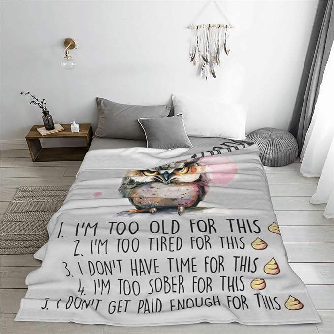 Cute Owl Throw Blanket Funny Owl Five Modes Decor Blanket Super Cozy Plush Lightweight Soft Plush Flannel Fleece Blanket Gifts for Girls Boys Kids Women Men Teenager for Sofa Bed Couch 50"X60"