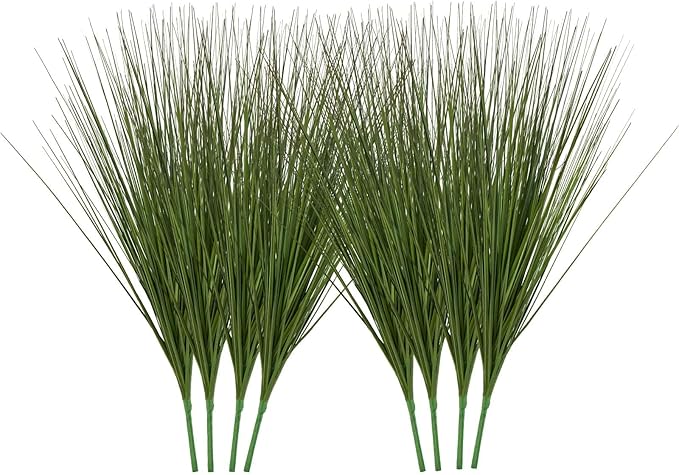 VEVOR Artificial Grass Plant, 27 inch Faux Onion Grass Fake Greenery Shrubs Plant, Premium PVC for Indoor Outdoor House Home Garden Office Room Décor, Housewarming, 8 Pack Green