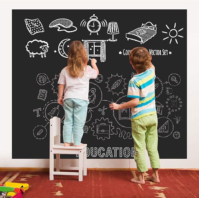 Chalkboard Wall Sticker Wall Decal Blackboard Wallpaper Large Chalkboard Contact Paper Roll KDG Self Adhesive DIY Reusable Erasable Stickers
