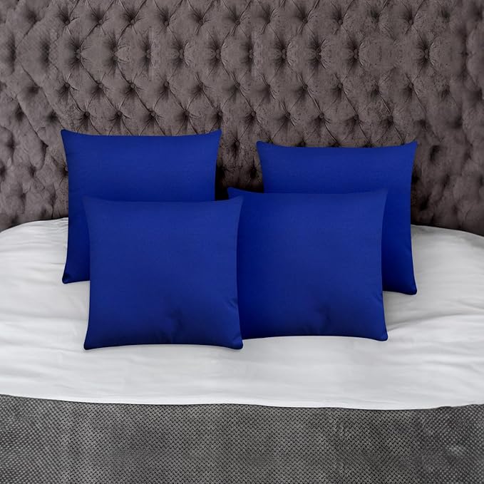 Covers & All Premium Square Throw Pillow Inserts with Covers Set of 4, 24 x 24 Inches Blue, Decorative Cushions for Couch Sofa Home Decor Office Travel UV Resistant Waterproof Soft Cushions Pillows