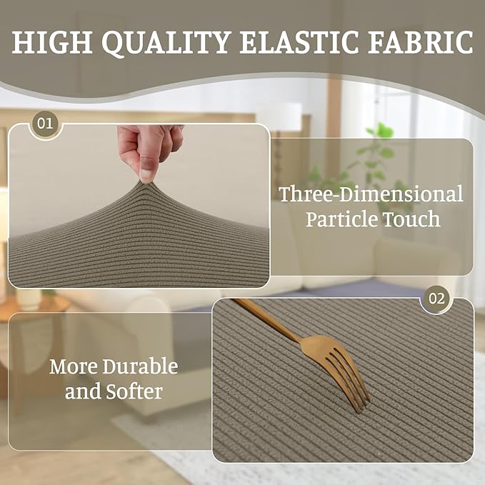 Sectional Couch Covers for Sofa Cushion L Shaped Couch Cover Washable Soft Couch Cushion Covers Stretch Sofa Slipcovers(1-Piece for Sofa Seat or Backrest, Taupe)