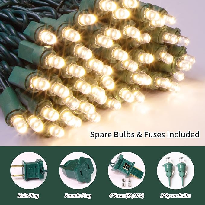 LAMPHOME 100 Count Warm White - String Lights - 21.6FT LED Christmas Light, Mini led for Indoor Outdoor Home Holiday Party Wedding Independence Day Decoration