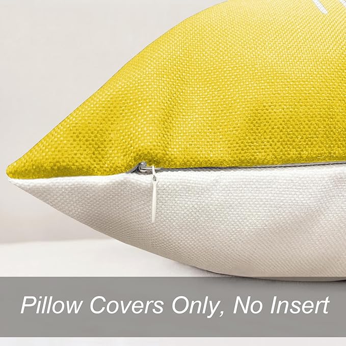 Decorative Throw Pillow Covers Set of 4 Yellow Pillow Covers 20x20 inch Throw Pillow Cases Linen Square Pillow Case,Farmhouse Outdoor Modern Boho Pillow Covers for Couch Sofa Living Room