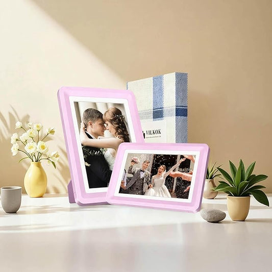 Pink 5x7 Picture Frame with Acrylic Front 6 Pack, ABS Frame for 5x7 or 4x10 Photos, Shatterproof UV-Resistant Tabletop Photo Frame, Vertical/Horizontal Display for Home Décor