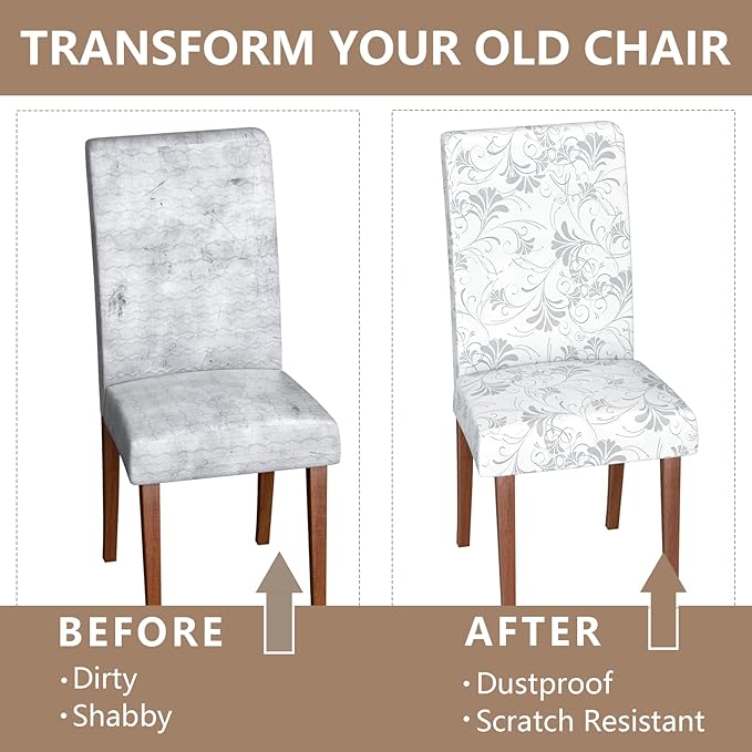 Stretch Dining Chair Covers Set of 4,Floral Print Chair Covers,Soft Removable Washable,Pet Friendly Furniture Protector,Universal Chair Slipcovers for Home, Kitchen,Ceremony Dining Room Seat