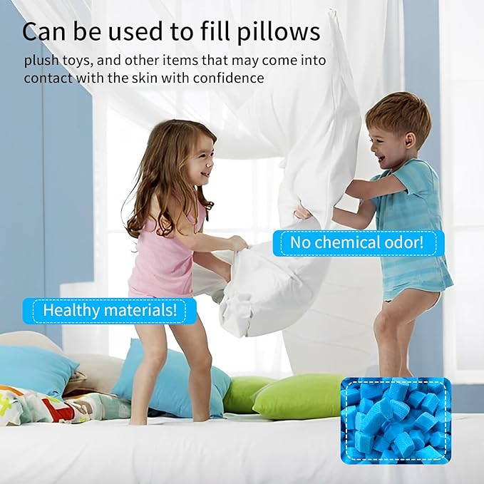 30lbs Bean Bag Filler, Pillow Filler Stuffing, Bean Bag Filling, Shredded Memory Foam Filling, Punching Bag Filler, Foam Refill for Pouf/Ottoman Stuffing/Boxing Bag,Added Gel Particles