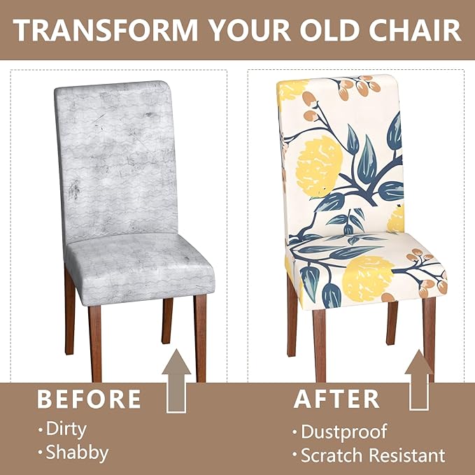 Stretch Dining Chair Covers Set of 2,Floral Print Chair Covers,Soft Removable Washable,Pet Friendly Furniture Protector,Universal Chair Slipcovers for Home, Kitchen,Ceremony Dining Room Seat