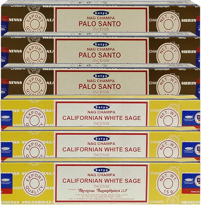 Palo Santo White Sage Incense Sticks & Holder Bundle Variety Pack from House of Nag Champa Incense Sticks and Trumiri