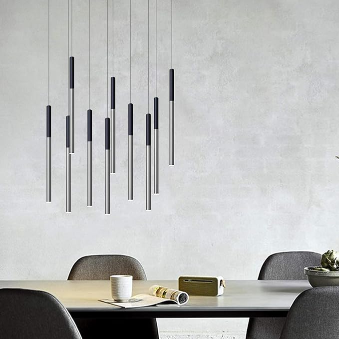 ALTAIR 10 Mini Pendant Lighting Black-Nickel - LED Hanging Light Fixture for Kitchen Island, Bar, Foyer - Cluster Pendants - Dimmable, Adjustable Wire, Lamp Bulb Included