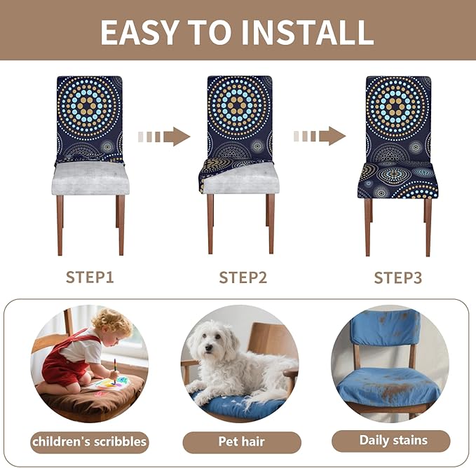 Stretch Dining Chair Covers Set of 6,Floral Print Chair Covers,Soft Removable Washable,Pet Friendly Furniture Protector,Universal Chair Slipcovers for Home, Kitchen,Ceremony Dining Room Seat