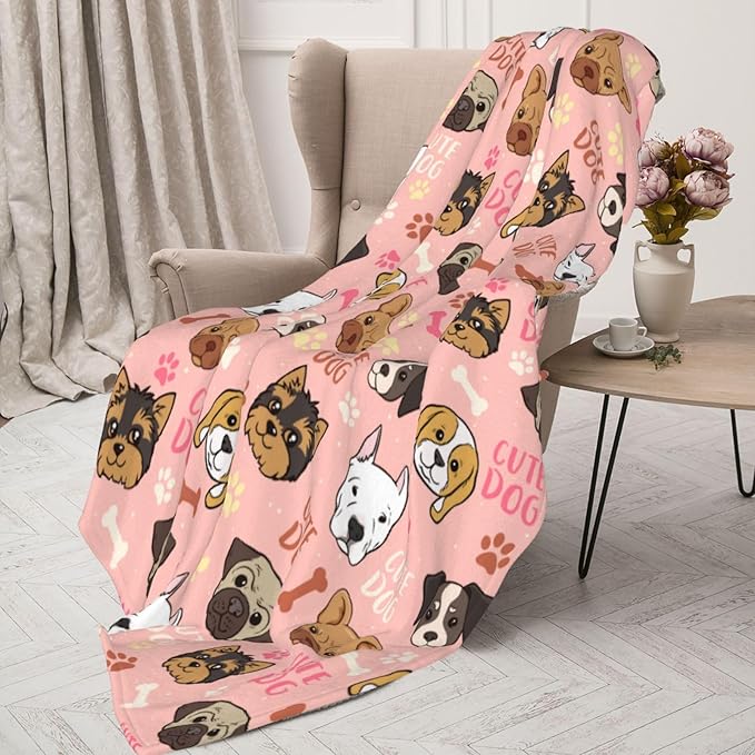 Cute Dogs Blanket Throw Blanket for Bed Soft Cozy Fluffy Couch Blankets Fleece Blanket Throw Gifts for Women Men Girls Boys 60"x50"