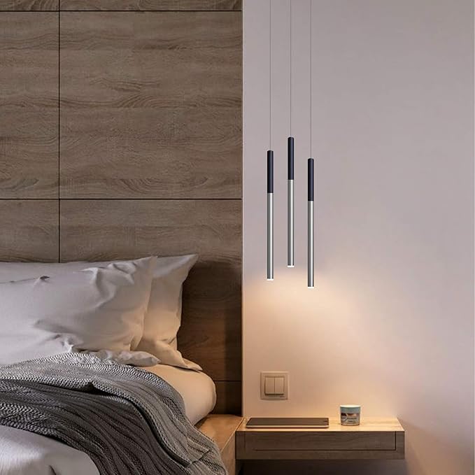 ALTAIR 3 Mini Pendant Lighting Black-Nickel - LED Hanging Light Fixture for Kitchen Island, Bar, Foyer - Cluster Pendants - Dimmable, Adjustable Wire, Lamp Bulb Included