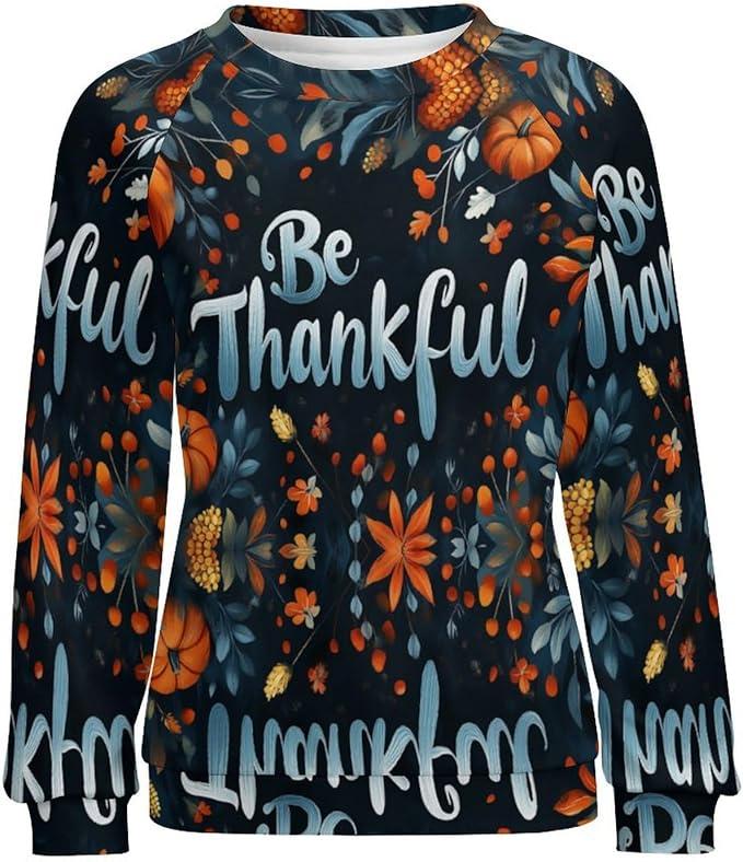 Thanksgiving Sweatshirt for Women Crewneck Pullover Casual Graphic Long Sleeve Shirts Sweater