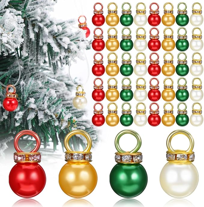 Baluue 200pcs Christmas Mini Balls Ornaments 10mm Multicolour Miniature Glitter Balls Xmas Tree Hanging Decorations for Christmas Holiday Party Decor DIY Craft Supplies