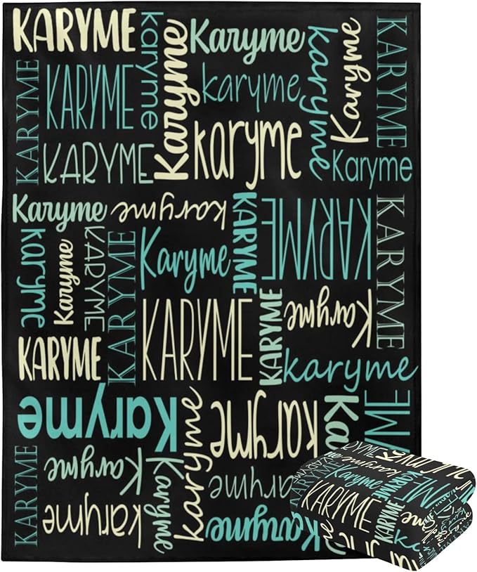 Personalized Blankets with Names Baby Gifts for Girls Boys Custom Soft Fleece and Sherpa Name Blanket for Kids and Adults Birthday for Daughter Son Granddaughter Grandson (Black)