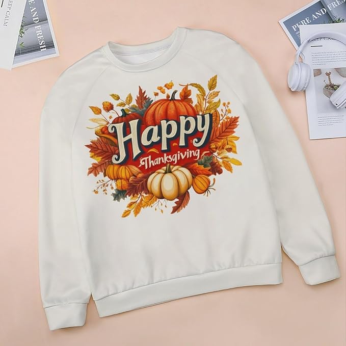 Thanksgiving Sweatshirt for Women Crewneck Pullover Casual Graphic Long Sleeve Shirts Sweater