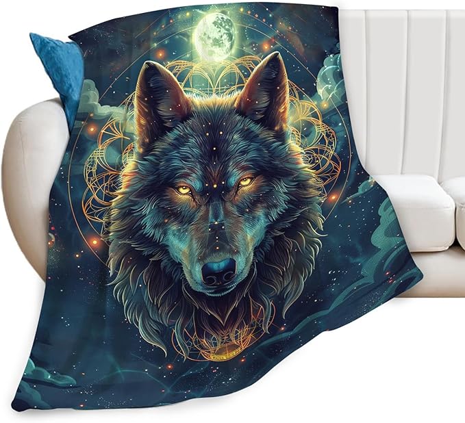 Tijuboni Wolf Throw Blanket Wolf Gifts for Girls Boys Women Men Kids Adults Soft Flannel Fleece Blanket for Couch Sofa Bed Home Decor 60"x80"