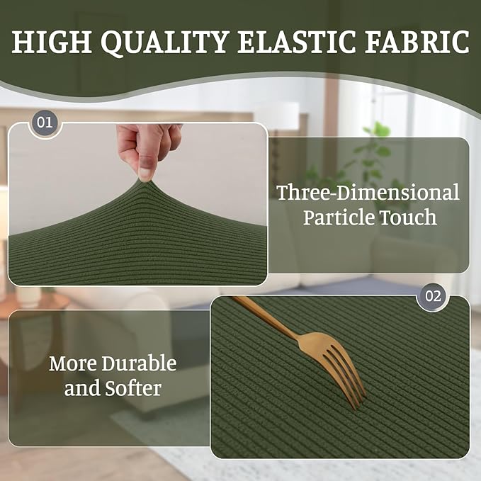 Sectional Couch Covers for Sofa Cushion L Shaped Couch Cover Washable Soft Couch Cushion Covers Stretch Sofa Slipcovers(1-Piece for Sofa Seat or Backrest, Green)