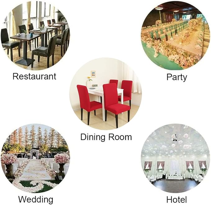 Stretch Chair Covers Slipcovers Set of 4 red Stretchable Dining Chair Slipcover Washable Removable for Kitchen,Hotel,Restaurant