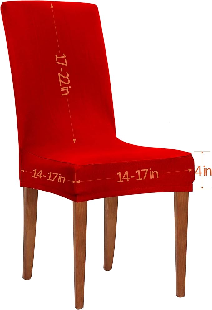 Obstal Dark Red Stretch Spandex Dining Room Chair Covers Set of 4 Universal Removable Washable Chair Seat Slipcovers Protector for Kitchen, Ceremony, Wedding, Banquet, Hotel and Party