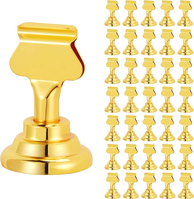 ERYTLLY 36 PK Place Card Holders 1.7 inches Table Card Holder Steel Card Holders for Weddings,Birthdays,Photos, Memo Notes, Restaurants (Gold 36PK)
