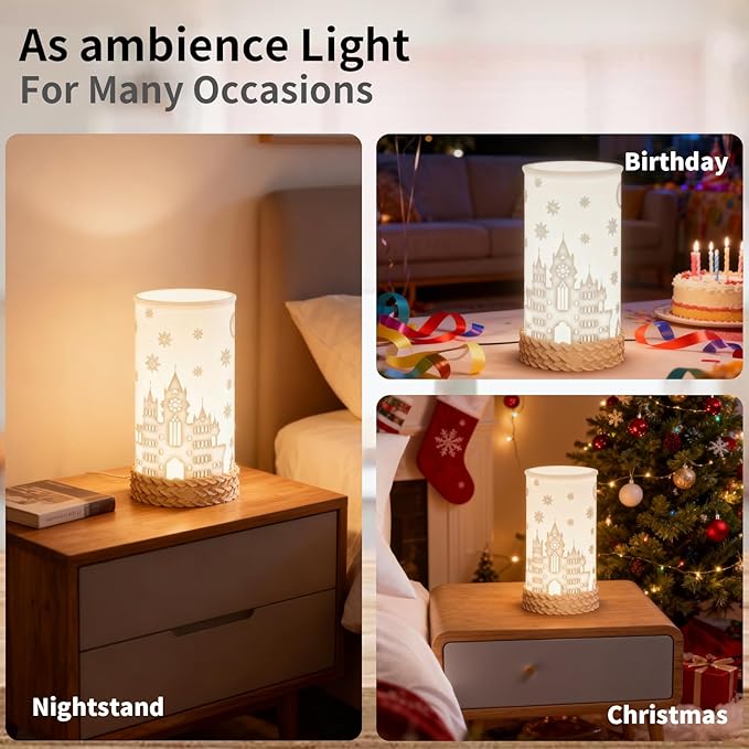 Bedside Table Lamp for Bedroom - 3 Color Temperatures Nightstand Ambience Lamps with USB C Charging, 360 Degree Rotating Shade Touch LED Lamp for Living Room, College Dorm