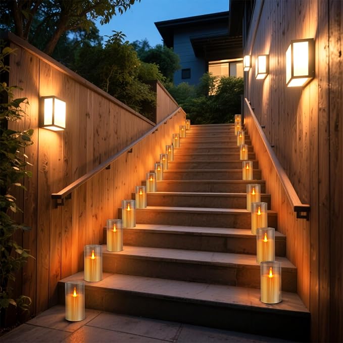 Flameless Candles 4" 5" 6" Set of 3 Acrylic Glass Pillars 3" Diameter Battery Operated Flickering Candles Include 10-Key Remote with Timer Function 400+ Hours (Gray, Warm Light 2 Pack)