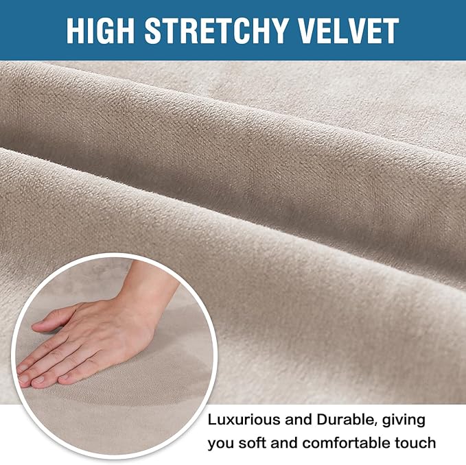 H.VERSAILTEX Velvet Dining Chair Covers Stretch Chair Covers for Dining Room Set of 4 Parson Chair Slipcovers Chair Protectors Covers Dining, Soft Thick Solid Velvet Fabric Washable, Oatmeal