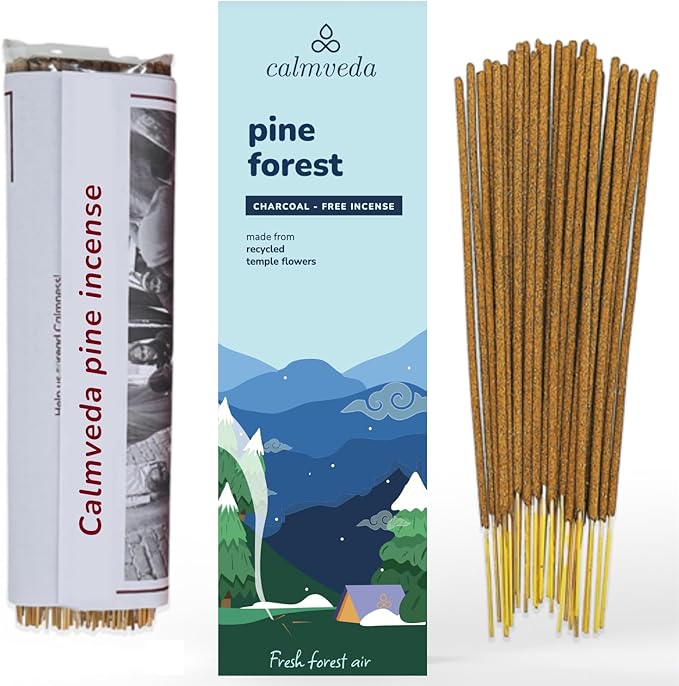 Pinon Pine Incense Sticks - (80+ Pine Scented Sticks for Christmas Tree) Charcoal Free Natural Incense Non Toxic | Aroma of Fresh Needles & Woody Bark, Perfect Christmas Inscents