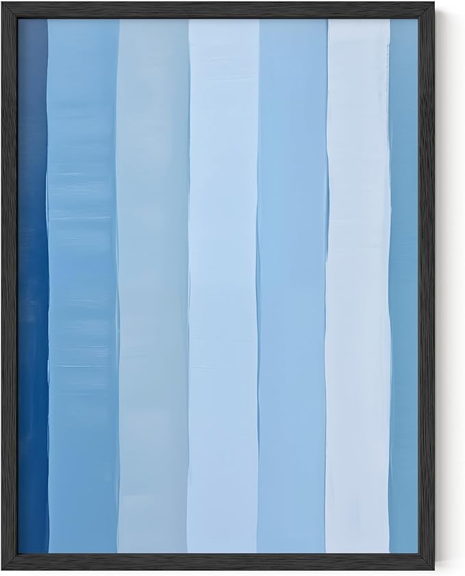 HAUS AND HUES Modern Abstract Wall Art - Blue and Green Living Room Art, Modern Artwork for Walls, Minimalist Picture for Living Room(Painted Stripes, Unframed, 12x16)