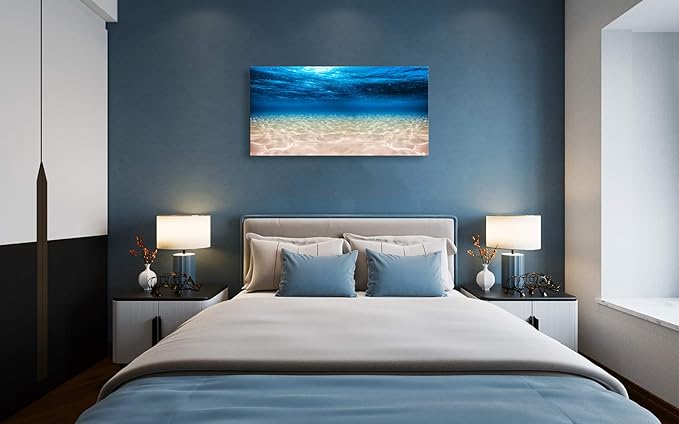Cao Gen Decor Art-S05250 Print Artwork Blue Ocean Sea Wall Art Canvas Prints Picture Seaview Bottom View Beneath Surface Pictures Painting On Canvas Modern Seascape Home Office Decor Ready to hang
