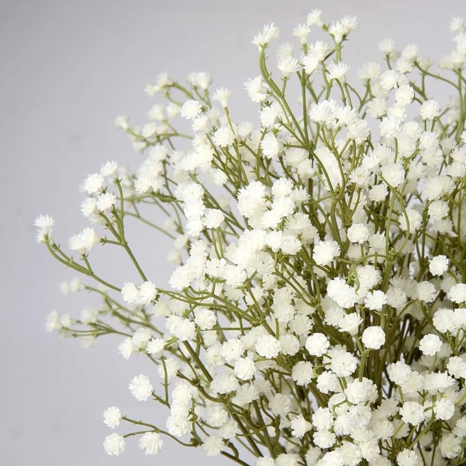 6 Pack Baby's Breath Artificial Flowers Bulk 3 Branches Faux Baby Breath Plastic Flowers Fake Gypsophila Flower Arrangement for Crafts Fake Flowers Bouquet for Wedding Home Decor Cream Baby Breath