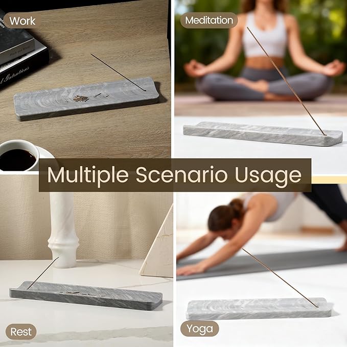 Koville Marble Incense Holder, Incense Holder for Sticks, Incense Sticks Holder Ash Catcher for Meditation Yoga SPA, Natural Stone Incense Burner, Home Table Decor (Palissandro Blue)