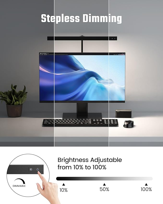 SUPERDANNY LED Desk Lamp for Office Home, Eye-Caring Desk Light with Adjustable Gooseneck, 12W Touch Control Dimmable Brightness, Architect Clamp Lamp with USB Adapter for Reading Study Workbench