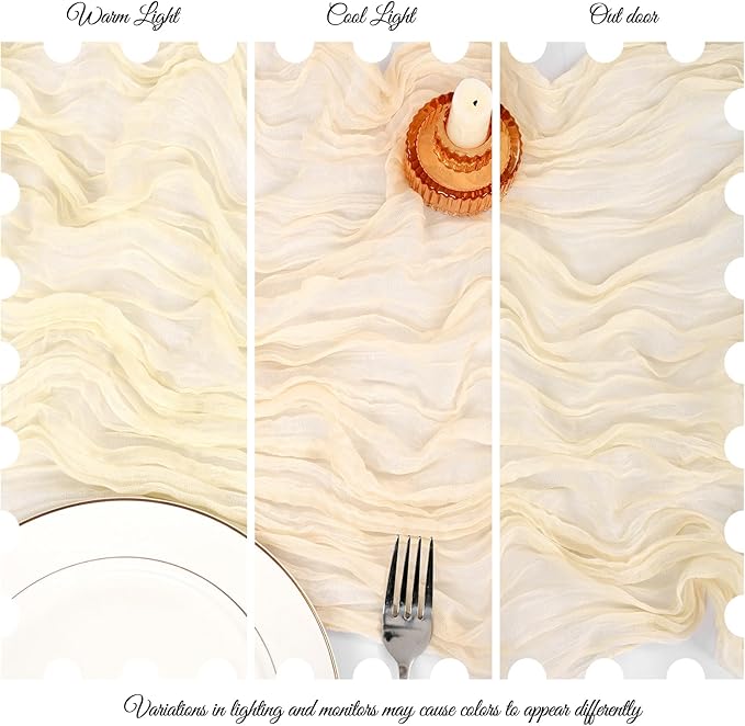 15 Pack Ivory Cheesecloth Table Runner 17 x 108 Inch Fall Thanksgiving Boho Rustic Farmhouse Gauze Cheese Cloth Runner for Wedding Party Baby Shower Home Decor Holiday Decorations