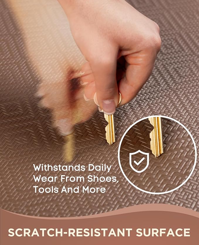 Ophanie Kitchen Mats for Floor, 3/4 inch Thick, 17x24 Anti Fatigue Cushioned Mat, Kitchen Rugs, Waterproof, Comfort Ergonomic Standing Mat for Office, Home, Sink, Brown Non-Slip Ridged Bottom