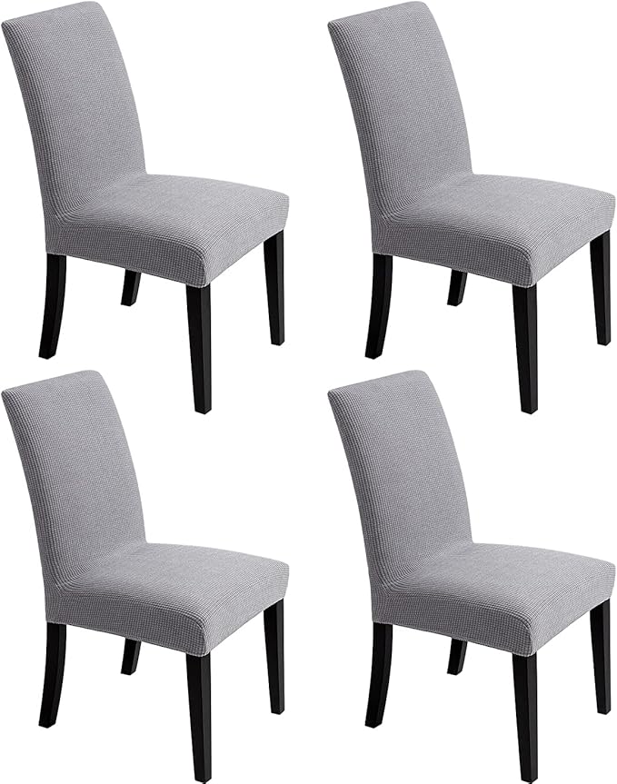 Chair Covers for Dining Room - Stretch Chair Slipcovers for Decorative Seat Protector Armless Removable Washable Elastic Dinner Universal Spandex Solid Chair Slip Covers Set…