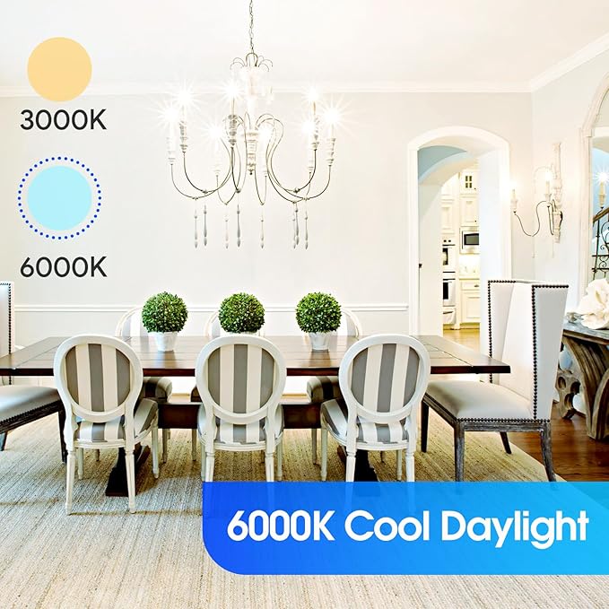 Energetic E12 LED Candelabra Light Bulbs 5.5W (60 Watt Equivalent), 6000K Daylight, 600LM Chandelier Light Bulbs, B11 Candle Bulbs for Ceiling Fan, CA 80 Recessed Can Light, Non-Dimmable, Pack of 6