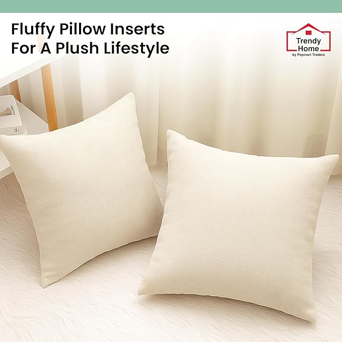 Trendy Home 16x16 100% Natural Cotton Throw Pillow Insert(Set of 2), Bed and Couch Pillows Stuffer Hypoallergenic, Decorative Home Outdoor Sofa Pillow Filler (Cotton, 2 Pack)