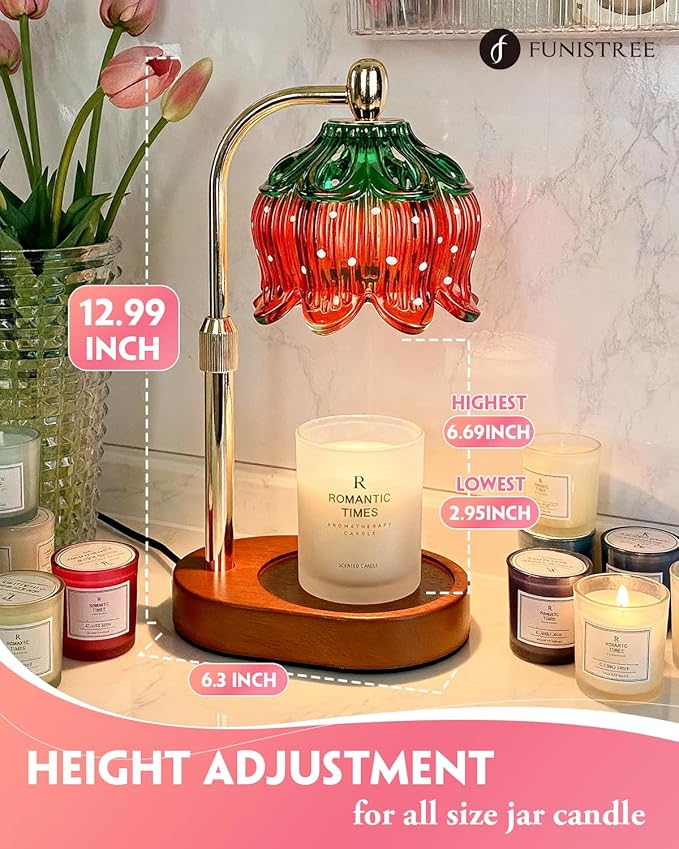 Strawberry Candle Warmer Lamp with Timer & Dimmable Brightness, House Warming Gift New Home, Candle Warming Gifts for Christmas, Birthday Gifts for Women Mom, Flameless Wax Melt Warmer for Jar Candles