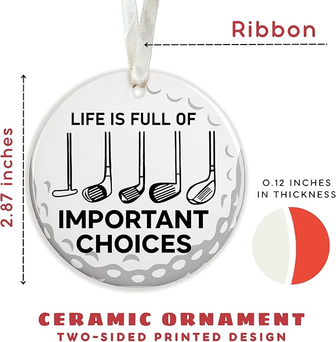 Golf Ornament - Golf Christmas Ornaments, Golfer Ornaments for Christmas Tree - Ceramic Golfing Ornament 2025 for Golfers