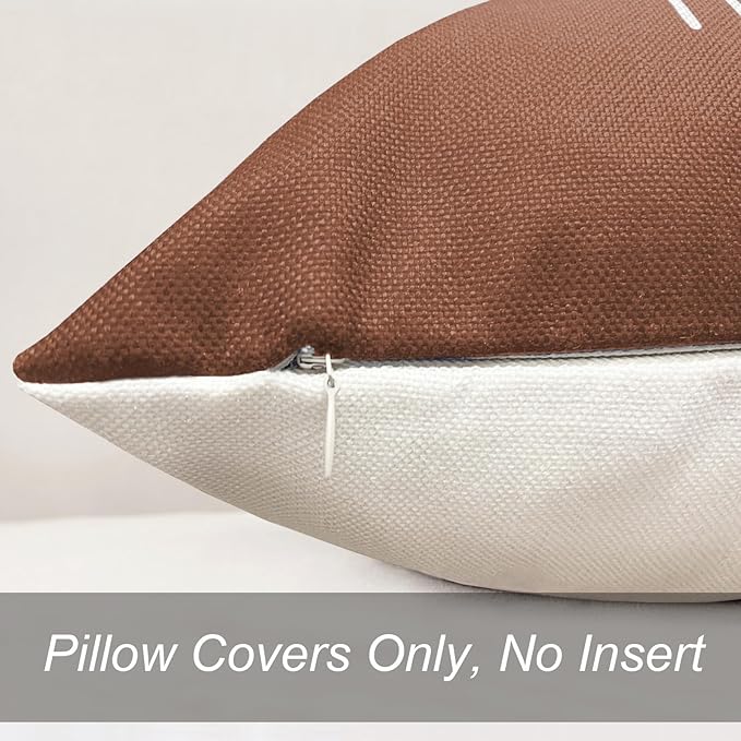 Decorative Throw Pillow Covers 18x18 inch Set of 4 Brown Pillow Covers for Couch Sofa Bed Living Room,Farmhouse Outdoor Throw Pillow Cover,Modern Geometric Linen Square Throw Pillow Cases