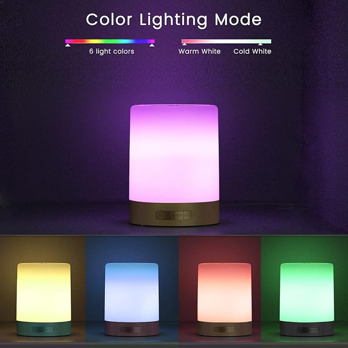 Elecstars Touch Control Bedside Lamp with Bluetooth Speaker, Dimmable Night Light, Portable Table Lamp, Best Gift for Men Women Teens Kids Children Sleeping Aid(Black)