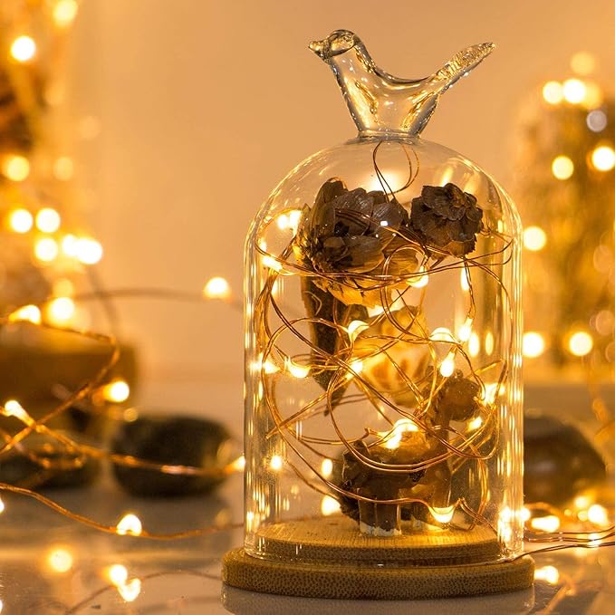Sanniu Led Fairy Lights Battery Operated, 4 Packs Mini Battery Powered Copper Wire Starry String Lights for Christmas,Bedroom, Parties,Wedding,Indoor,Home Decoration (5m/16ft Warm White)