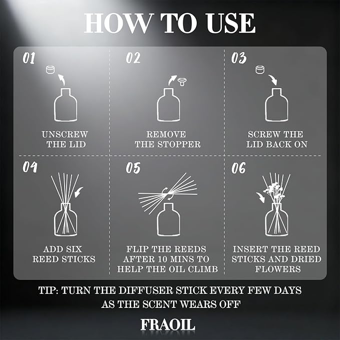 Lemon Reed Diffuser, Reed Diffuser Set 6.7 fl oz (200 ml) with 6 Reed Sticks, Home Fragrance Reed Diffuser for Bathroom Shelf House Bedroom Office Decor