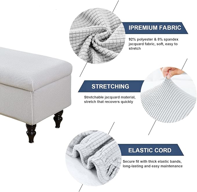 FUANGUI Ottoman Cover Stretch Storage Ottoman Bench Slipcover Printed Folding Storage Bench Ottoman Cover Footrest Stool Slipcover Footstool Protector Cover with Elastic Bottom,Medium