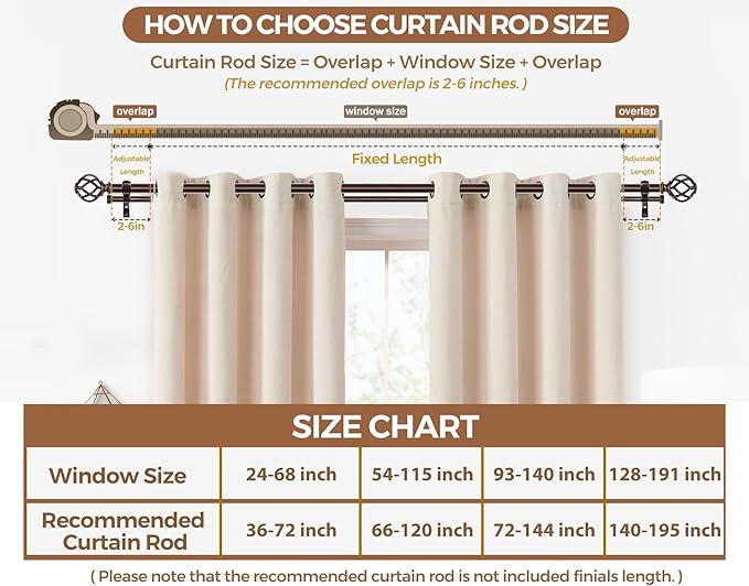 KAMANINA 1 Inch Double Curtain Rod 72 to 144 Inches (6-12 Feet), Antique Bronze Curtain Rods for Windows 66 to 120, Heavy Duty Telescoping Drapery Rods with Twisted Cage Finials