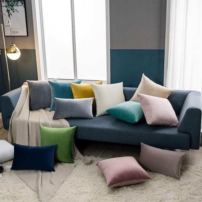 JUSPURBET Silver Gray Throw Pillow Covers Set of 2 Decorative 26x26 Velvet Pillow Covers for Couch Sofa Bed Soft Cushion Covers Cases with Invisible Zipper for Living Room Home Decor